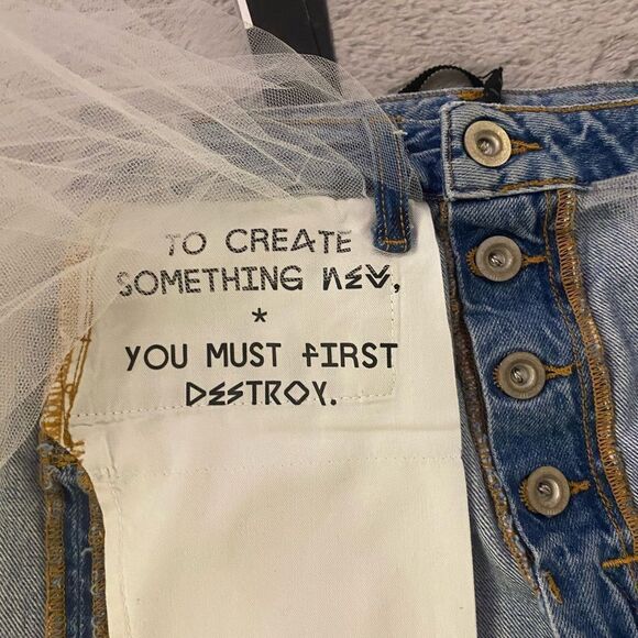 Ben Taverniti Unravel project reversible jean/ tulle skirt, size 25 - Picture 11 of 13